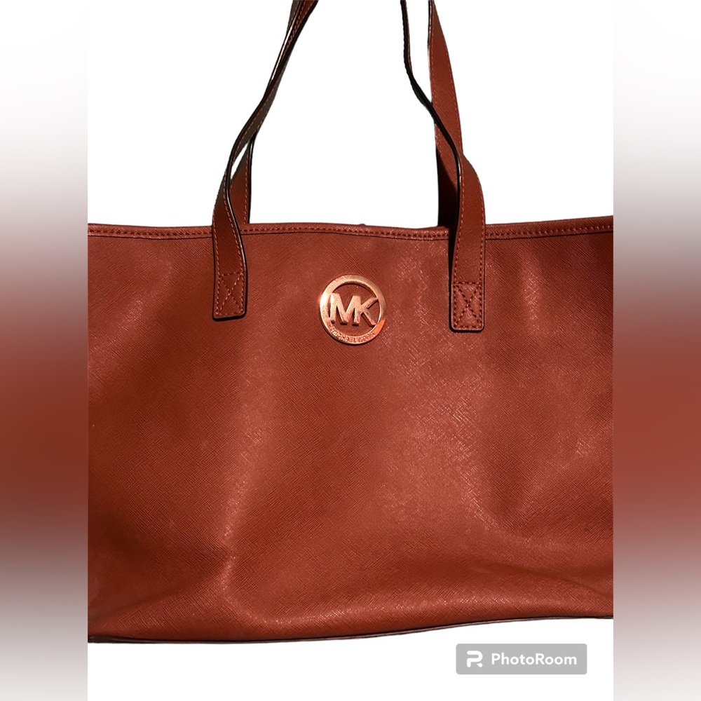 Cognac Saffiano Style Purse